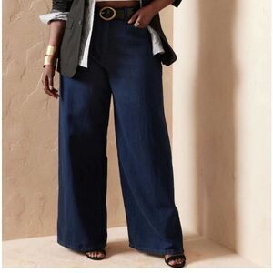 Banana Republic curvy high rise wide leg dark denim Sz 28/6 New